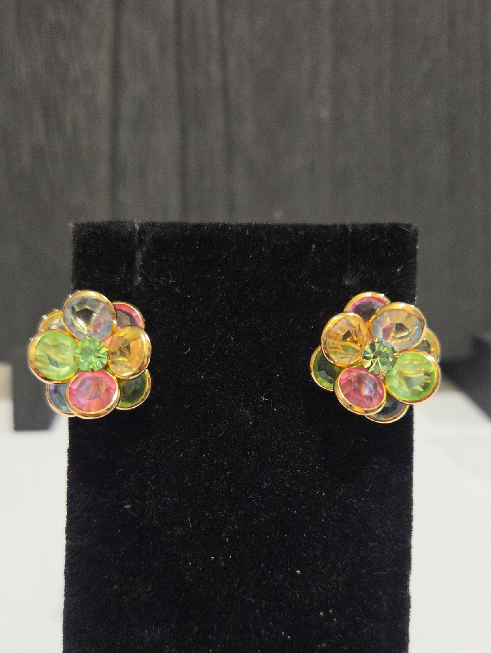 Multicolor Floral 3-D Unsigned Clipon Earrings - Women Jewelry